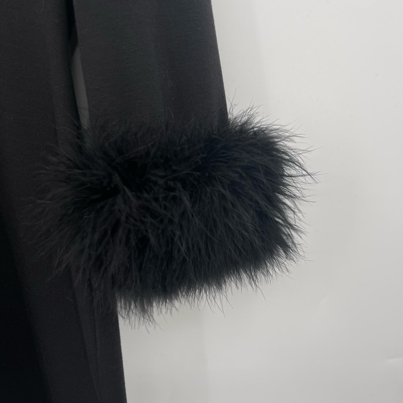 CALVIN KLEIN Black Dress Ponte Knit Stretch Feather Cuff BLACK Dress Size 8 - Picture 5 of 6